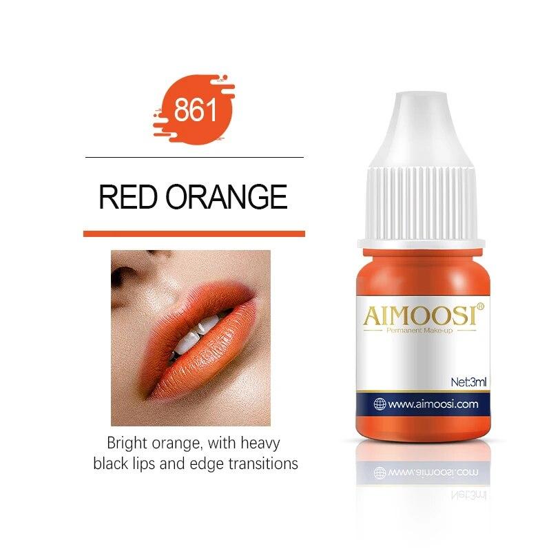 Tattoo-Tinte Nano-Pigment Milchfarben für semipermanentes Make-up-Set, Tönung, Augenbrauen, Eyeliner, Lippen, Schönheit, 3 ml Microblading-Pigmente 861 Orange Red