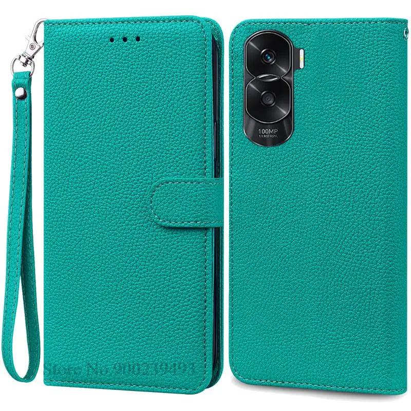 16 Farben Honor 90 Lite Hülle für Honor 90 Lite 5G Hülle Leder Brieftasche Flip Case für Huawei Honor 90 Lite 5G Schutzhülle Kartensteckplatz Halter Abdeckung grün