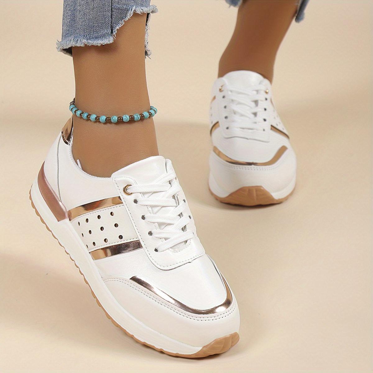 Frauen Turnschuhe Plattform Schuhe Leder Patchwork Casual Sport Schuhe Damen Outdoor Laufen Vulkanisierte Schuhe 43 weiß
