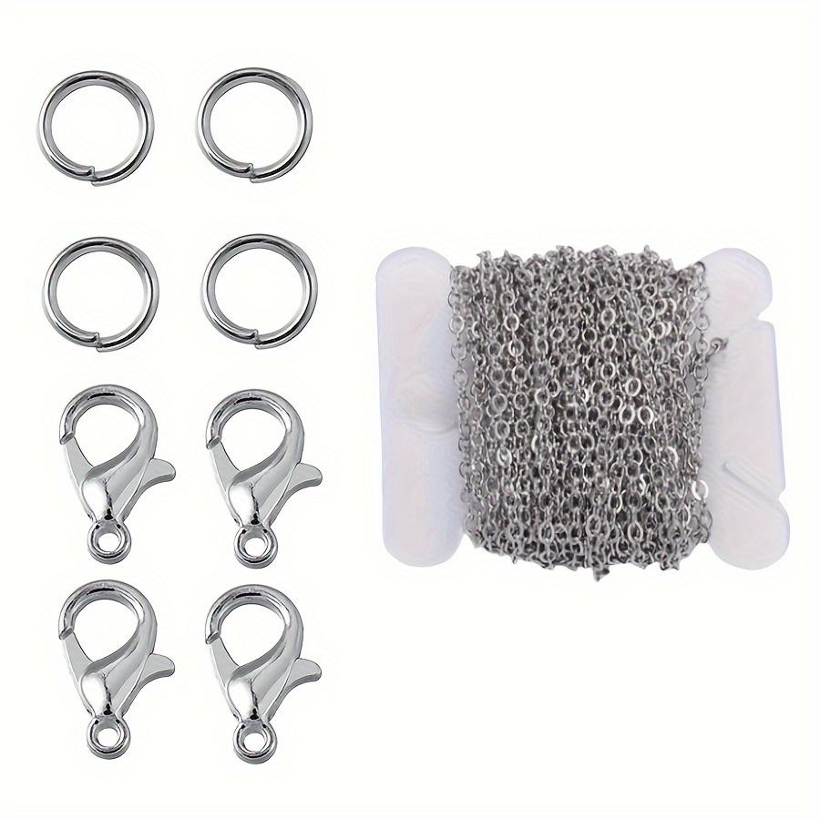 61 Stück/Set Legierung Massen-Gliederkette mit Biegeringen Karabinerverschlüssen Halskettenketten für DIY Schmuckherstellung Zubehör Halsketten Zubehör 61Pcs/Set alte silber