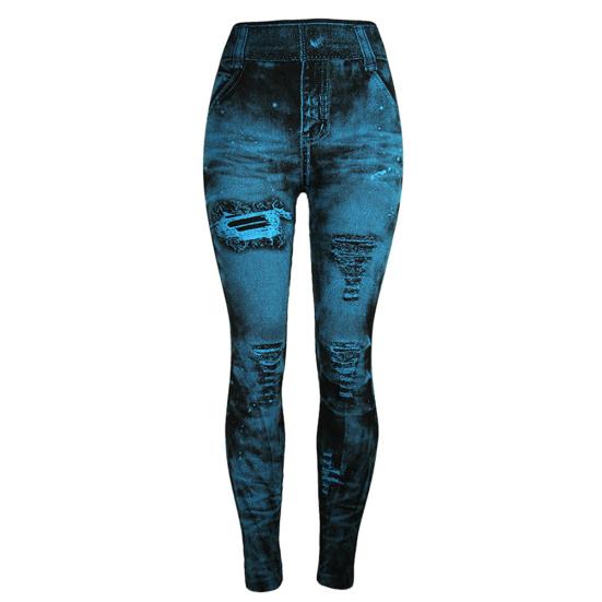 Fashion Choice Damen-Jeans-Leggings, dehnbar, imitiert, Denim-Leggings, hohe Taille, Röhrenhose M hellblaue