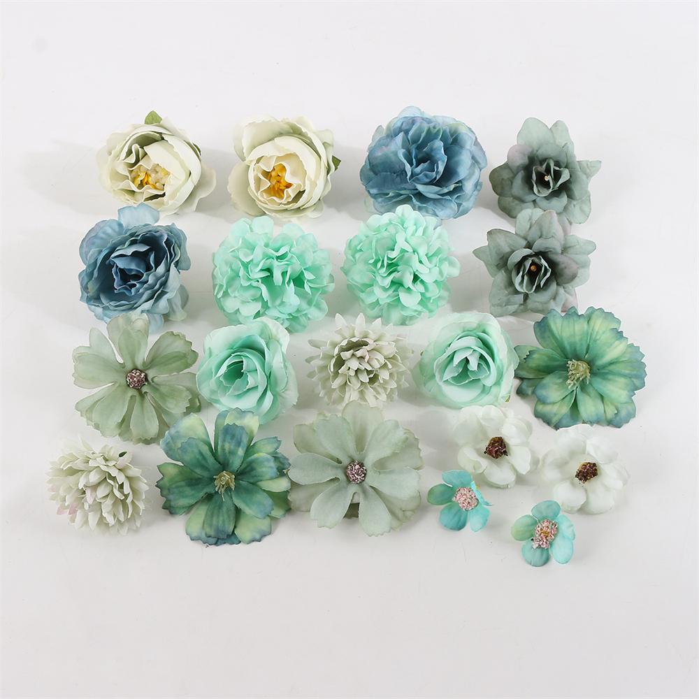 1 Beutel Künstlicher Blütenkopf für Wohnkultur Hochzeitsblumen Wanddekoration DIY Haarschmuck Corsage Handgemachtes Bastelmaterial 1 bag grün