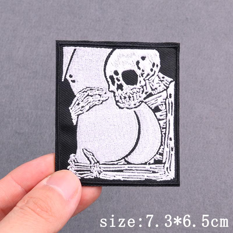 Totenkopf Punk Stickerei Patches auf Kleidung Hip Hop Sexy Schmelzbare Patch Eisen auf Patches für Kleidung Liebe Patch für Kleidung Dekor