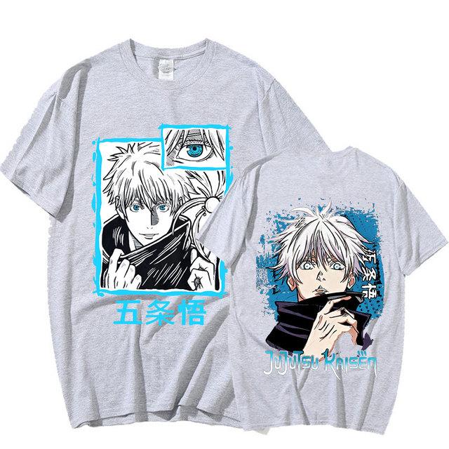 Anime Jujutsu Kaisen Satoru Gojo Grafik Gedruckt T-shirt Männer Frauen Casual Kurzen Ärmeln Baumwolle Sommer T-shirts Übergroßen Gothic Streetwear L