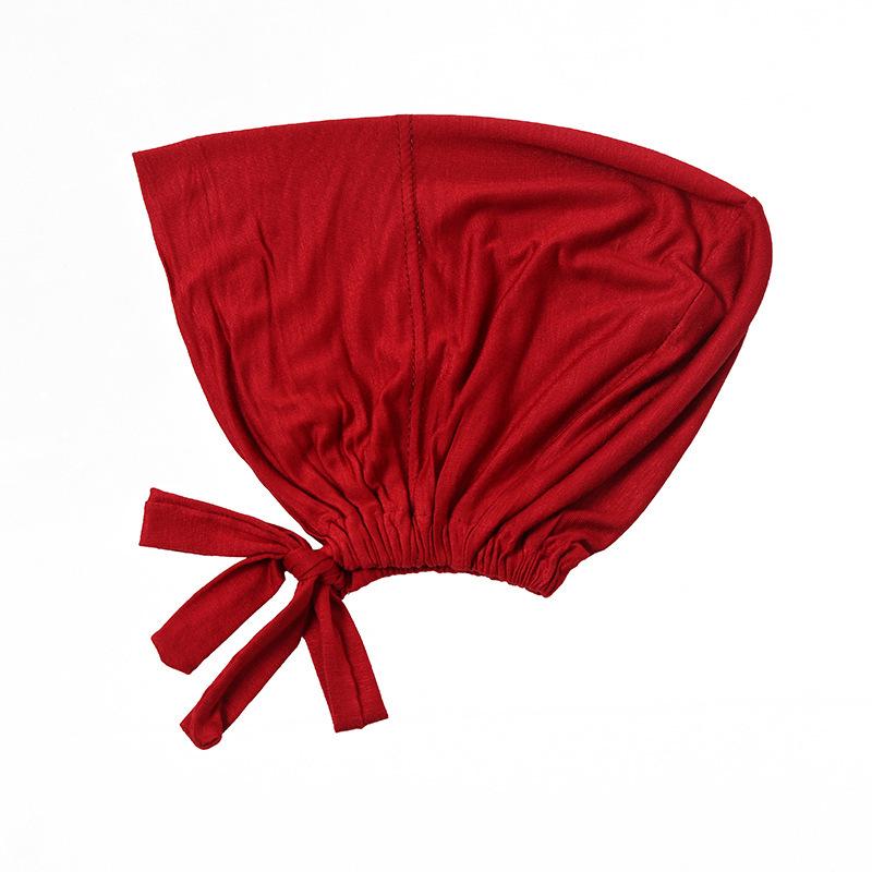 Modalisierte Baumwolle Mercerisiert Elastischer Kordelzug Basecap Einfarbig Damen Hijab wein rot