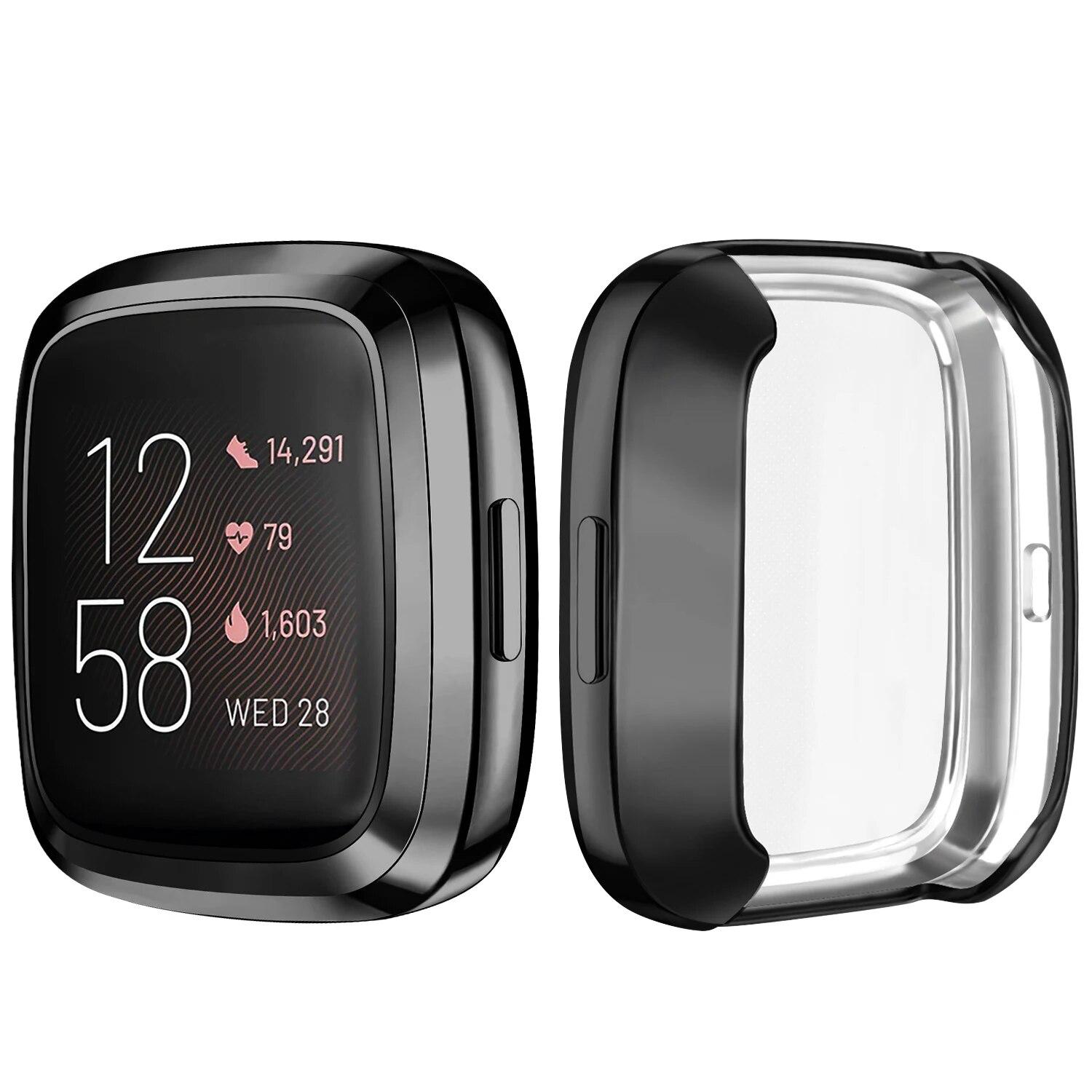 Displayschutzfolie für Fitbit Versa 2 Versa 3 Versa Lite 7 Farben TPU Soft Cover Smart Watch Case Kratzfestes Zubehör for versa 2 schwarz