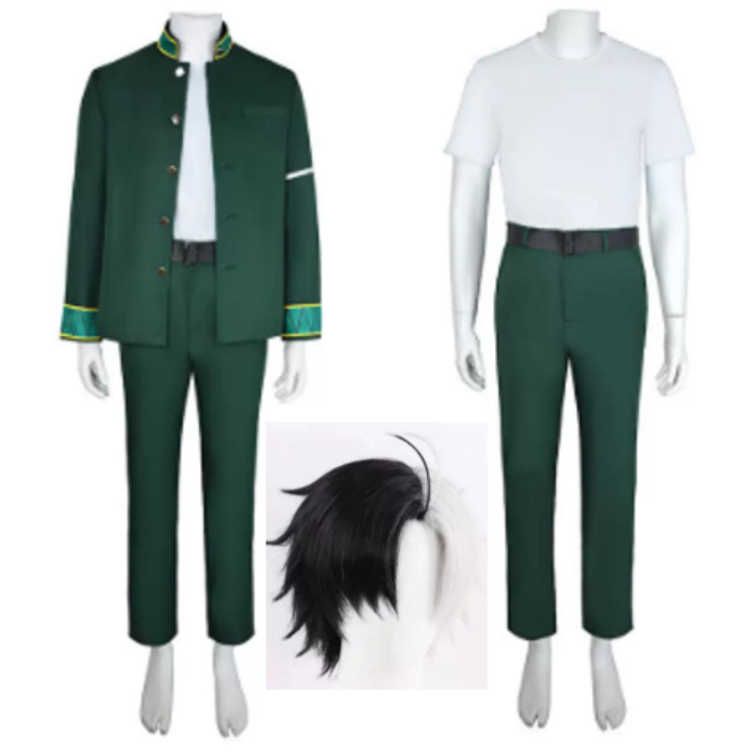 Anime Cosplay Kostüm Windbreaker Uniform Perücke Halloween Kostüme Spiel Hohe Qualität Rollenspiel Outfit für Männer und Frauen Heißer Verkauf XXL schwarz