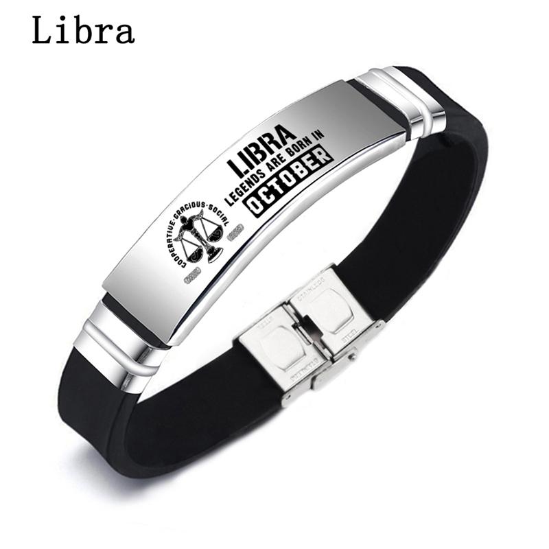 Mode 12 Sternzeichen Silikon Edelstahl Armband Armband Einstellbar Armband Sternzeichen männer Damen Schmuck Paar Geschenk