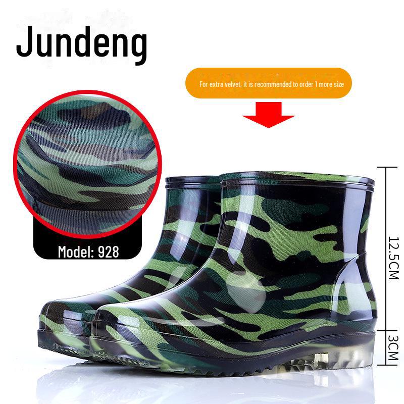 Wasserdichte Regenstiefel für Herren in Camouflage mit Samtfutter – Gummischuhe mit hohem/mittlerem/kurzem Schaft für Bau, Küche und Angeln 38