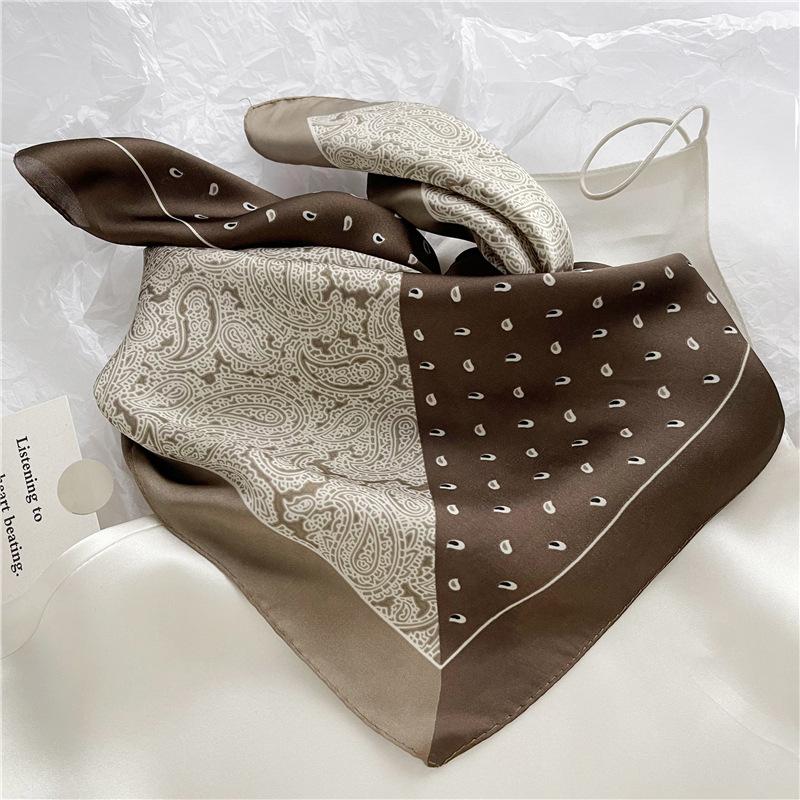 Kleine Taschentuch-Halstücher für Damen, modische Stirnbänder, quadratische Hijab-Schals für Damen, 70 cm 70cm khaki