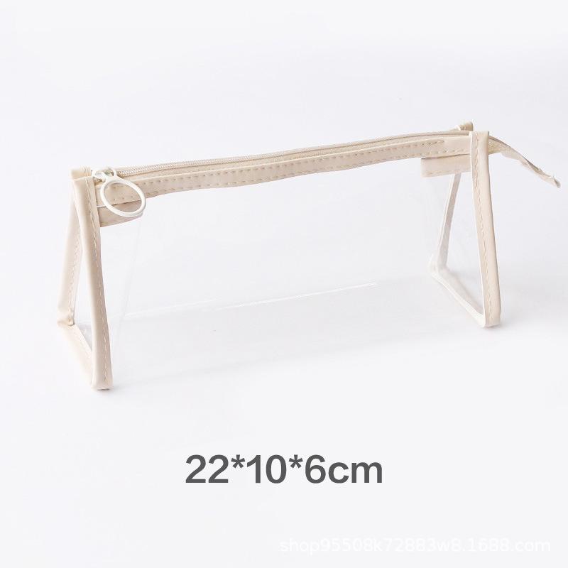 Transparentes Federmäppchen, große Kapazität, einfache Stifttasche, Kawaii-Kosmetiktasche, Schule, Studium, Schreibwaren, Bürobedarf beige