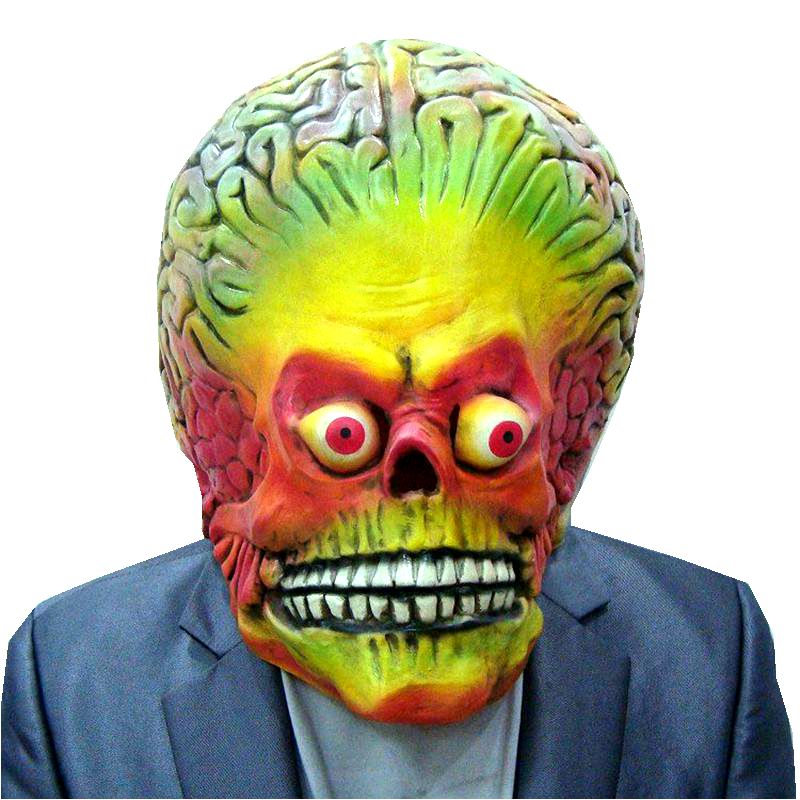 Angriffe Mars Soldat Halloween Maske Vollkopf Latex Gruseliges Alien Gehirn Party Maske UFO Mars Cosplay Kostüm Requisiten beige