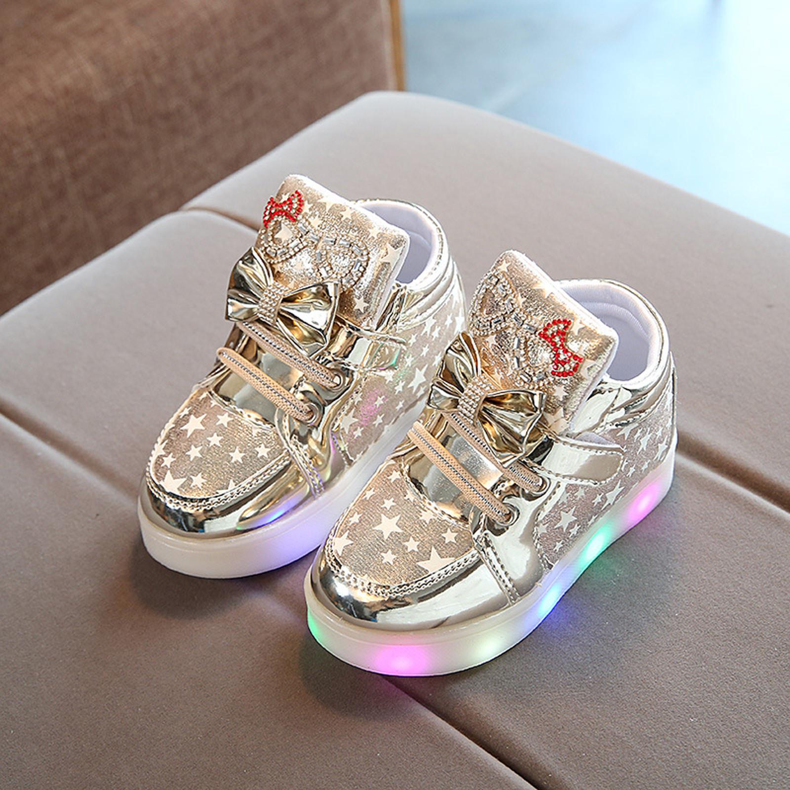 Neugeborene Baby Kinder Mädchen Schuhe Skateboard Schuhe Beleuchtung leuchtende Schuhe 25 gold