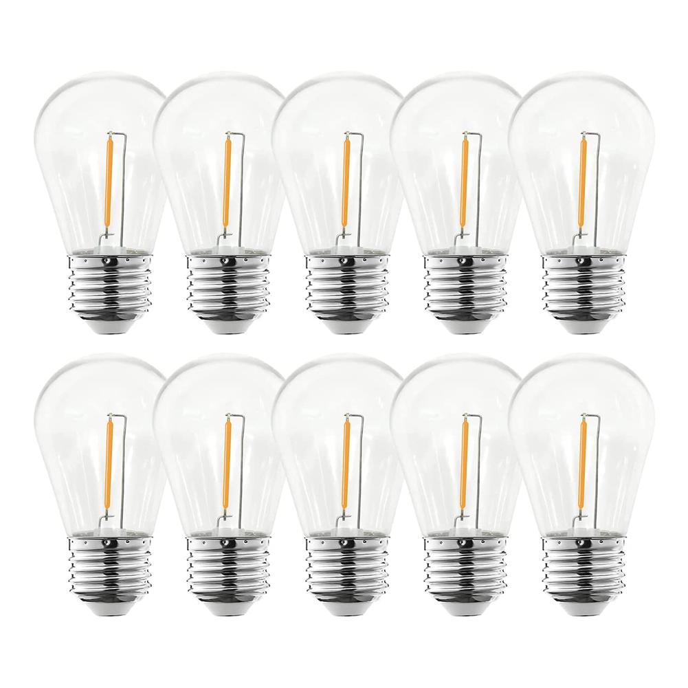 10er-Pack S14 LED-Filamentlampen für Lichterketten E26 E27 1W 2W Warmweiß PC-Abdeckung 5V 24V 220V Außenbeleuchtung 1W 5V