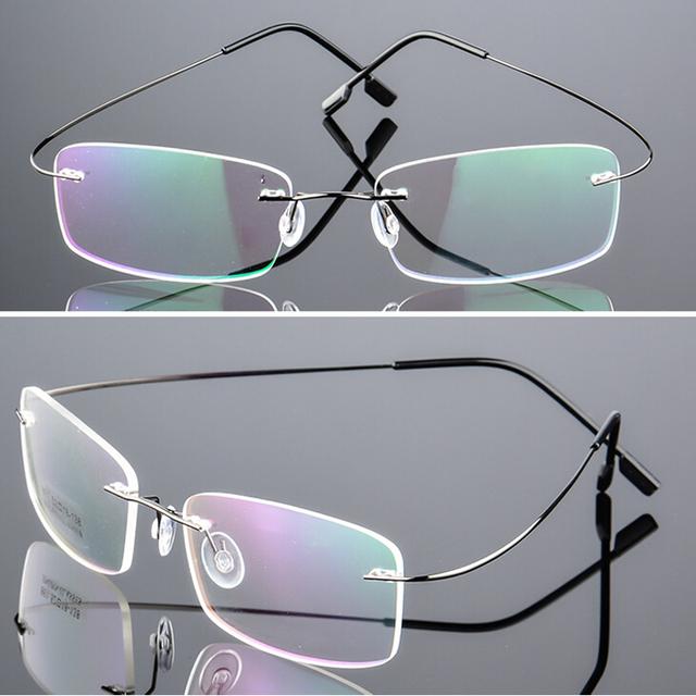 Titanlegierung Superelastische Randlose Brille Männer Frauen Unisex Rahmenlose Brillen Mode Business Brillen Schutz Auge graue