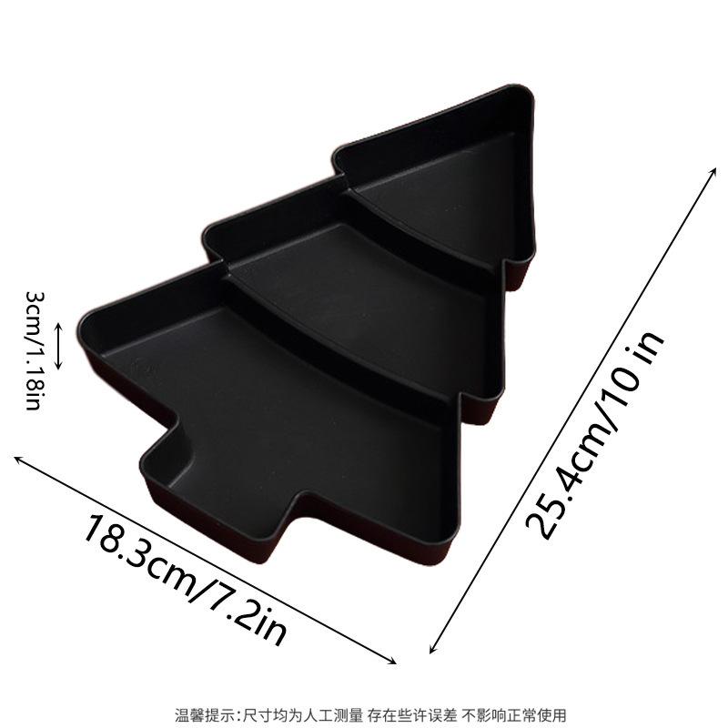 Weihnachtsbaumform Wohnzimmer Süßigkeiten Snacks Nüsse Samen Trockenfrüchte Plastikteller Geschirr Schüssel Frühstücksteller Tablett Geschirr 1pc black