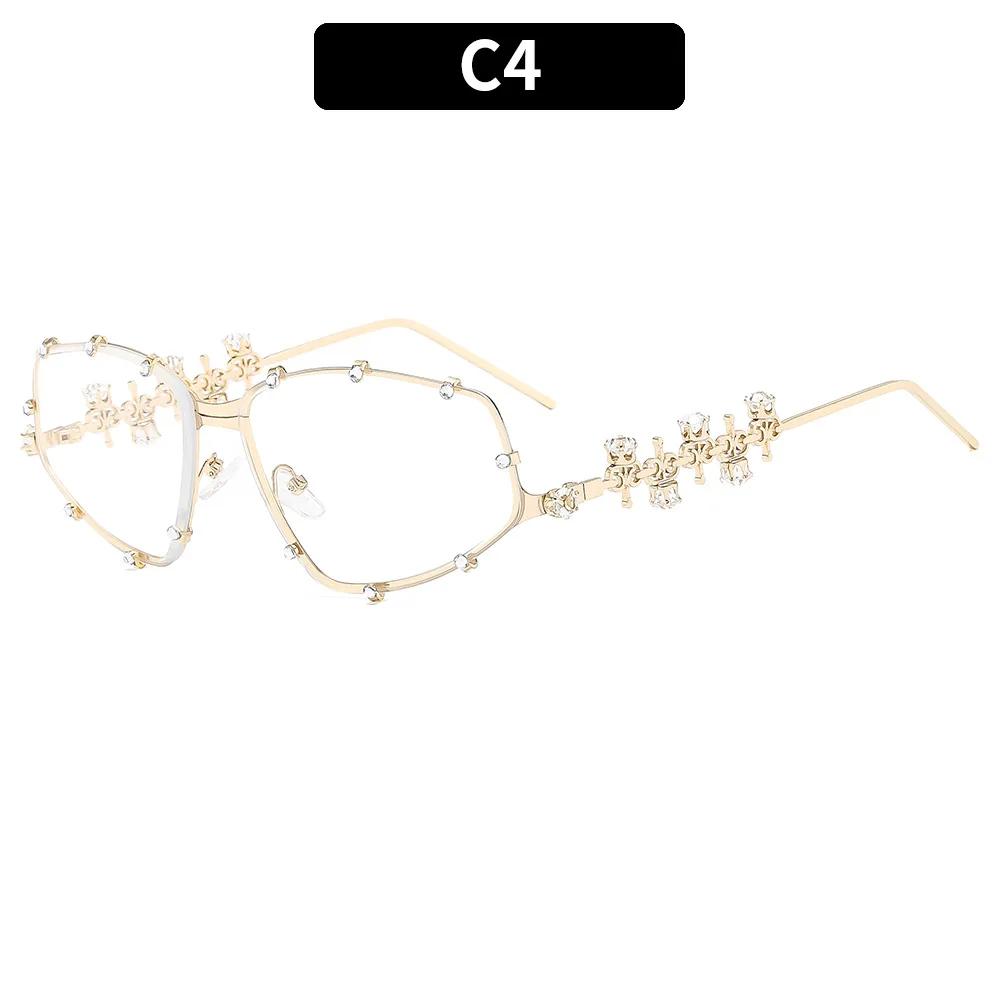 Cyberpunk-Brille Futuristische Technologie Diamantbesetzt Trendige Sonnenbrille Y2K Strassrahmen Brille Vintage Sonnenbrille white