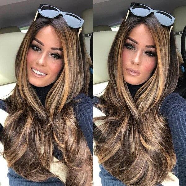 Natürliche volle Perücken Haar lange gewellte synthetische hitzebeständige Ombre Silber Perücke für Frauen und Mädchen Cosplay Party Kostüm