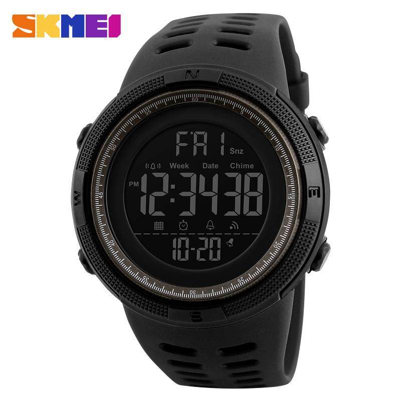 Neue SKMEI Herren-Sportuhren, digitale wasserdichte Uhr, Countdown-Alarm, Chrono-Armbanduhren 1251 kaffeebraun/schwarz
