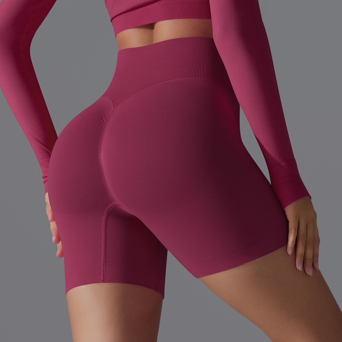 Yoga Shorts Gym Sexy Shorts Scrunch Butt Push Up Yoga Sportshorts Für Frauen Weiblich Eng Radshorts Gym Shorts S wein rot