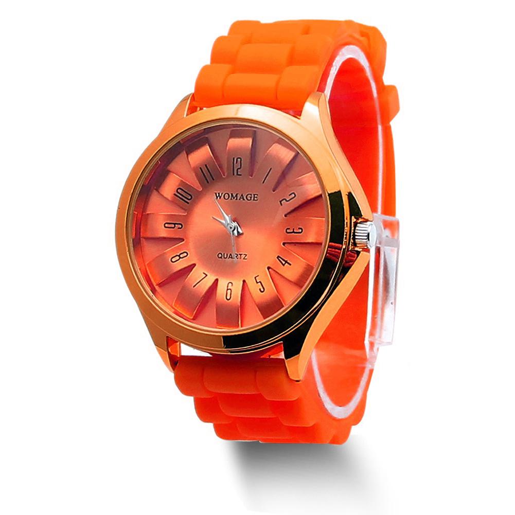 Casual Silikon Uhr Jelly Band Blumen Zifferblatt Sport Stil Uhr Frauen Quarzuhr orange