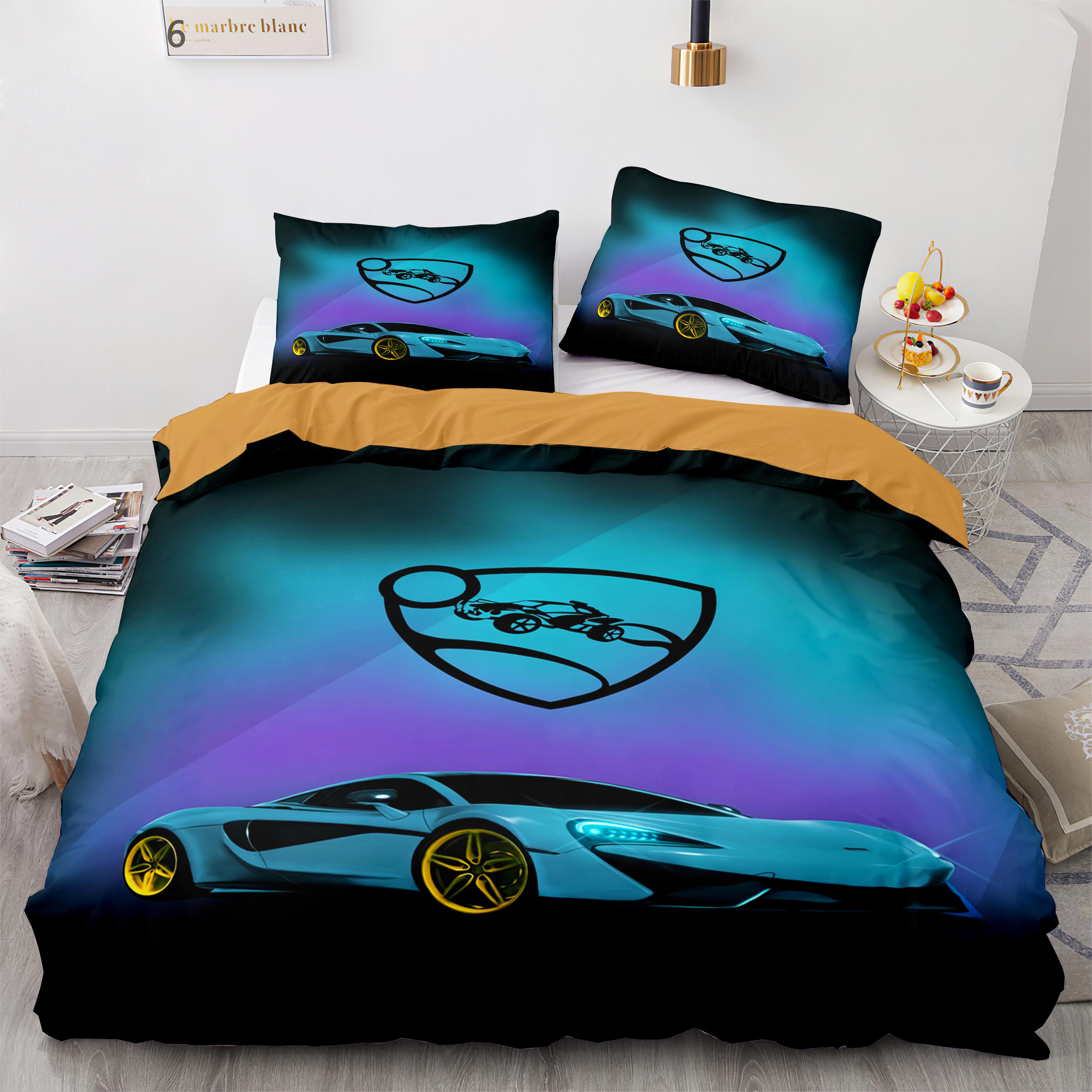 Rocket League Bettwäsche-Set Tagesdecke Einzelbett Twin Full Queen King Size Auto Rocket League Bett-Set Kinderzimmer Bettbezug AU King(245*210cm)3pcs