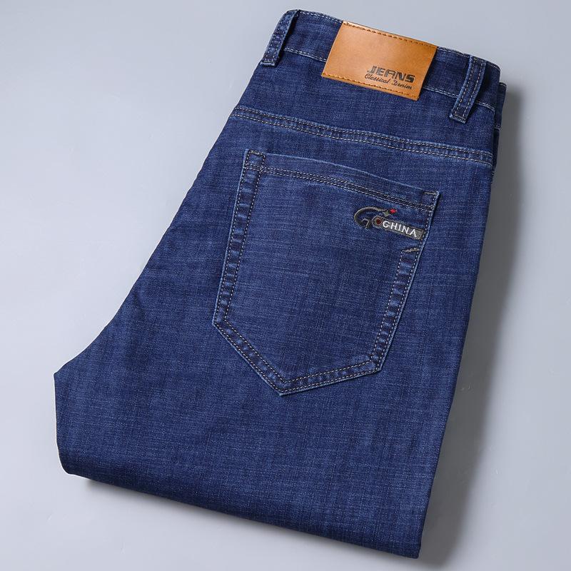Weiche Jeans für Herren, Stretch-Jeans mit geradem Bein für Herren, lockere Business-Hose 34 blau