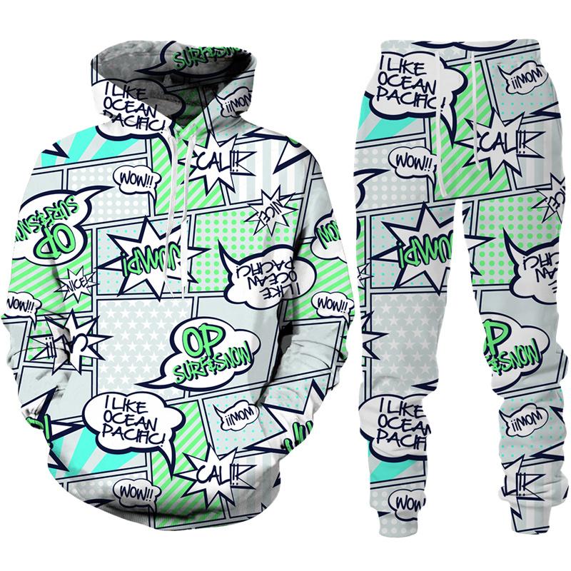 Frühling Herbst Lustige Cartoon Abstrakte 3D Druck Trainingsanzug Männer/Frauen Hoodie + Hosen Jogging Set Paar Outfits Hip Hop kleidung Anzug 6XL