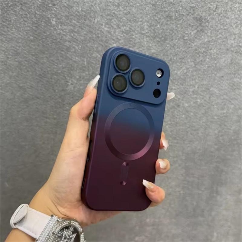 für iPhone 17 Air Luxus Magsafe Kabelloses Laden Farbverlauf Hautgefühl Handyhülle Für iPhone 17 16 15 14 13 12 11 Pro Max Plus Hülle iPhone 17 Pro Max navy blau