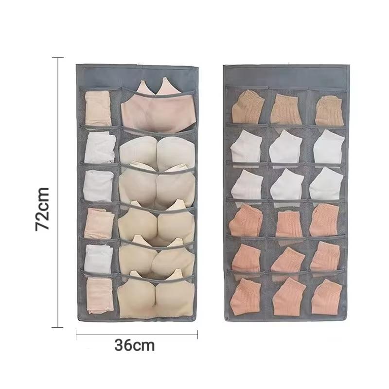 Doppelseitige Unterwäsche Aufbewahrung Hängebeutel Studentenwohnheim Zuhause Kleiderschrank Hängend Wandbehang Faltbare Tasche Unterhosen Socken Organizer gray