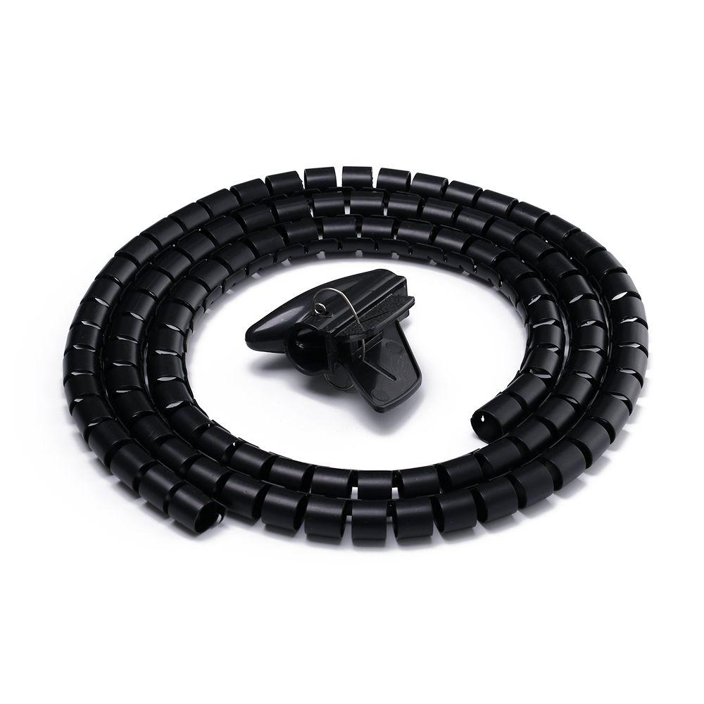 2M 10/16/22/28mm Flexible Spirale Kabel Draht Schutz Kabel Organizer Computer Kabel Schutz rohr Clip Organizer Management Tools 22mm schwarz