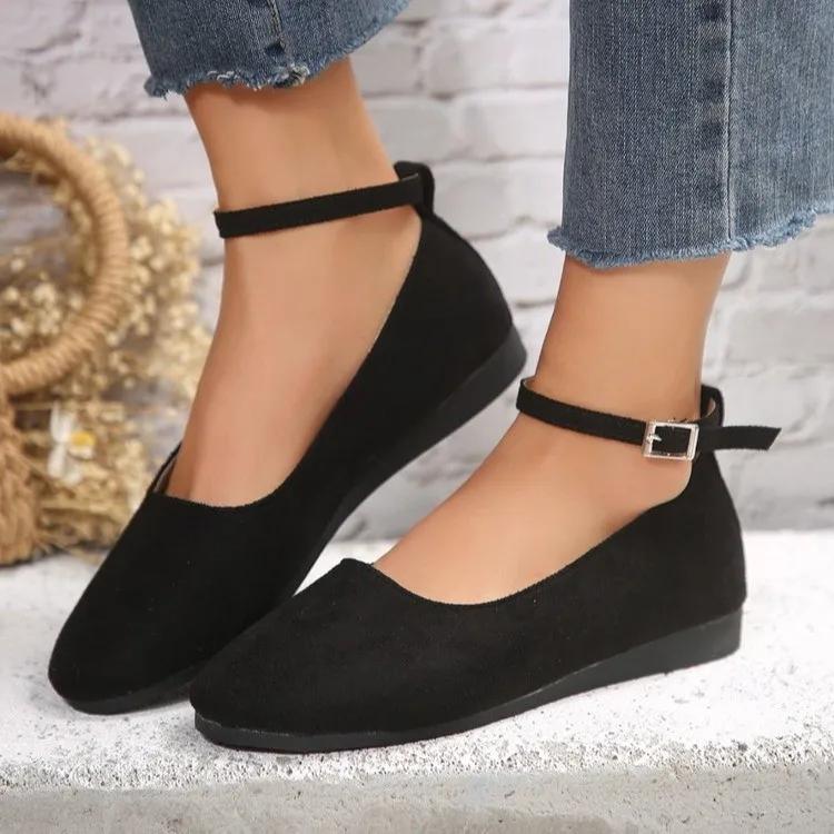 Flache Bequeme Schuhe Frühling Herbst Outdoor Schuhe Retro Damen Lässige Mutter Schuhe Modeschuh Leichte Sohle Schuhwerk 37 schwarz