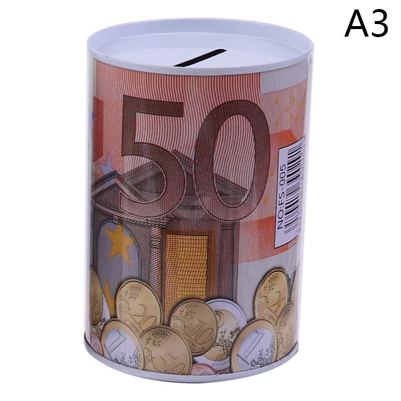 Euro-Dollar-Spardose, sicherer Zylinder, Sparschwein für Münzen, Einzahlungsboxen