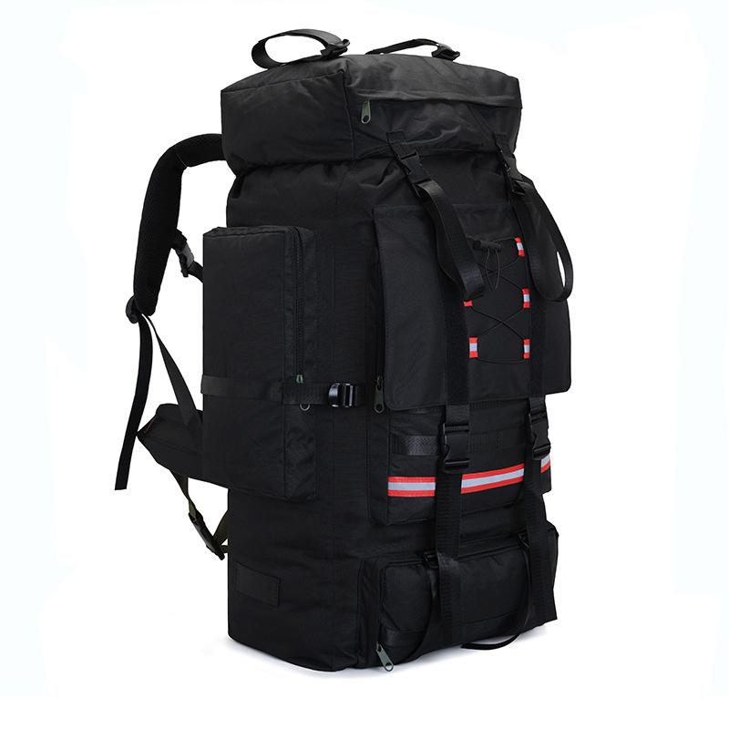 130 l, extra großes Fassungsvermögen, wasserdichter Outdoor-Reise-Camping-Rucksack, Klettertasche, Wandergepäck-Rucksack schwarz