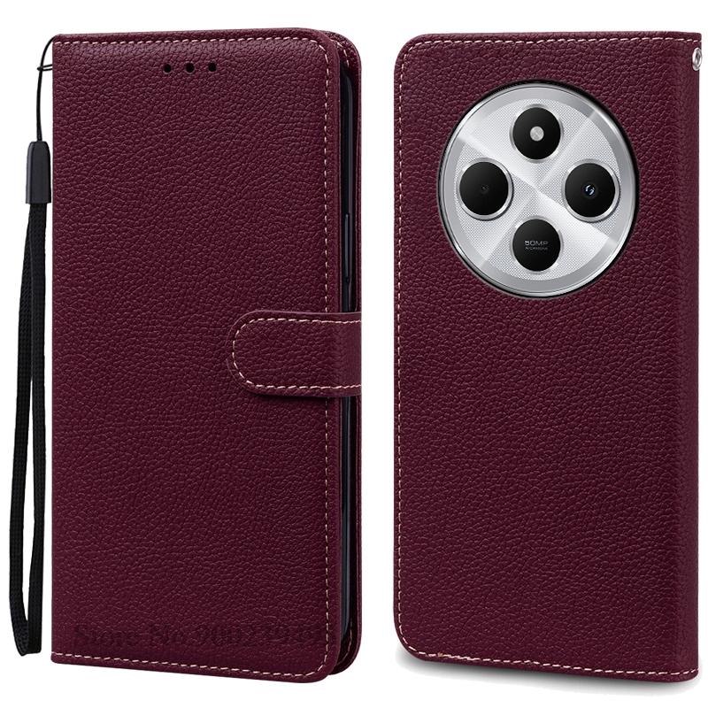 Für Redmi 14C 4G Hülle Weiche Silikon Pu Leder Brieftasche Flip Hülle Für Xiaomi Redmi 14C Hülle Stand Buchhülle für Redmi 14 C Fundas For Redmi 14C 4G wein rot