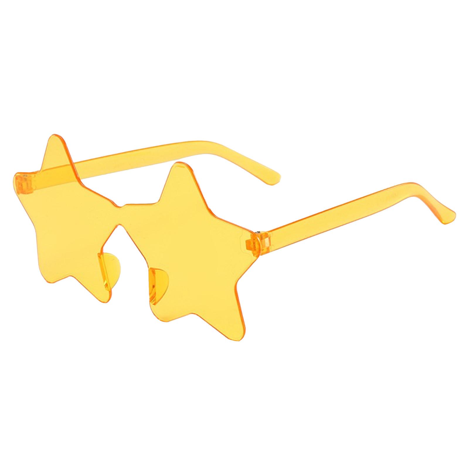 Randlose Sonnenbrille in Sternform, transparente Sonnenbrille in Bonbonfarbe, Party-Sonnenbrille für Mädchen, Jungen, Frauen One Size orange