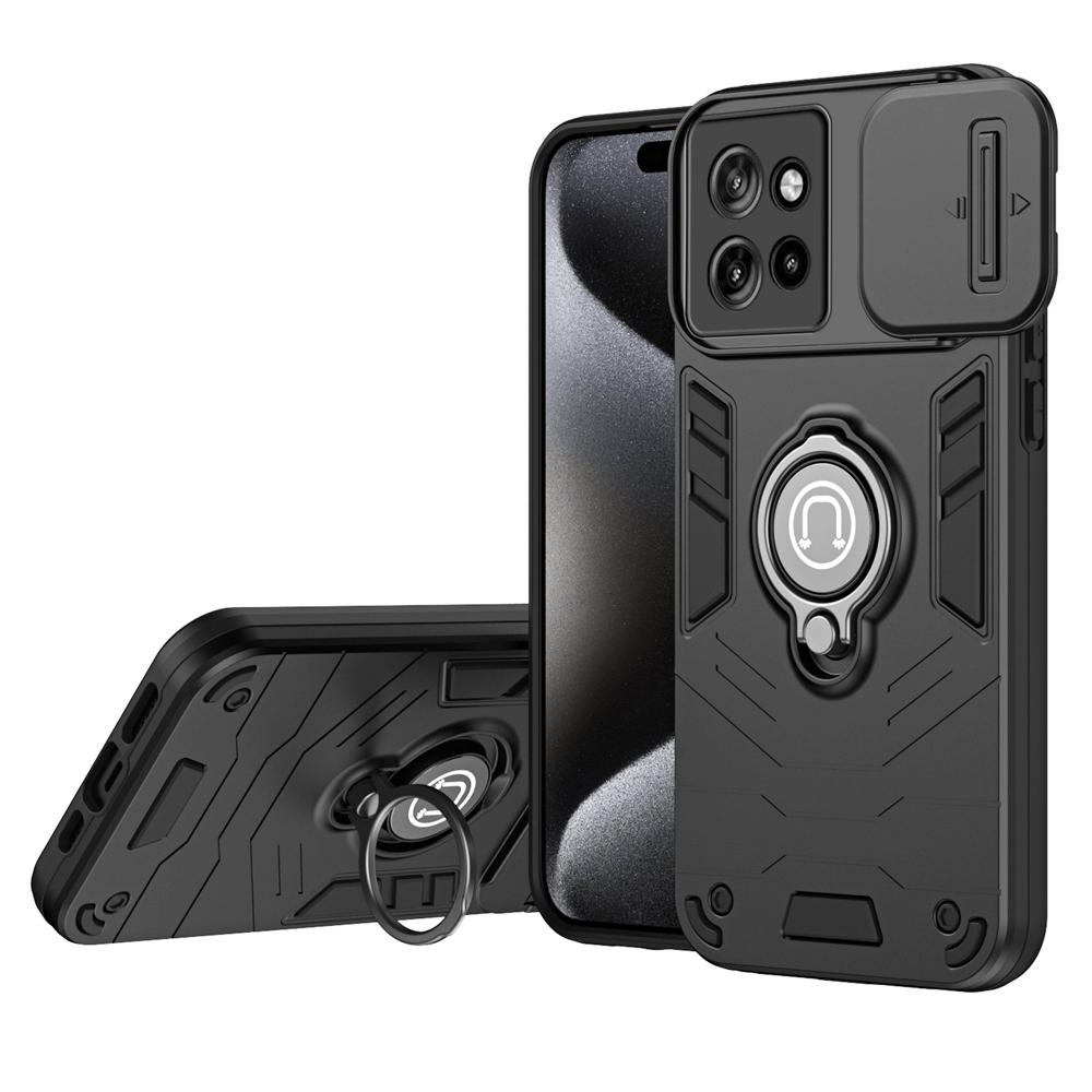 KEYSION Stoßfestes Case für Motorola Edge 50 Neo 5G Silikon+PC Schiebe-Kameraschutz Ring Handyhülle für MOTO Edge 50 Neo 5G for Edge 50 Neo schwarz