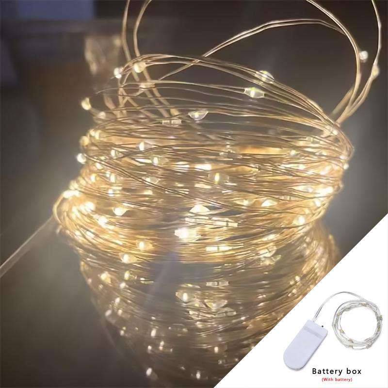 Solar Lichterkette LED Kupferdraht Fee Outdoor Garten Solar Lampen Terrasse Camping Garten Party Weihnachtsbaum Dekoration Lampen 2m 20LEDs【Battery box】 warm weiße