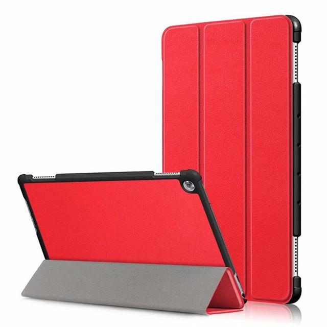 Hülle für Huawei MediaPad M5 Lite 10 BAH2-W19/L09/W09, ultradünne PU-Leder-Standabdeckung für Media Pad M5 Lite 8.0 Hülle M5 Lite 8.0 inch rot
