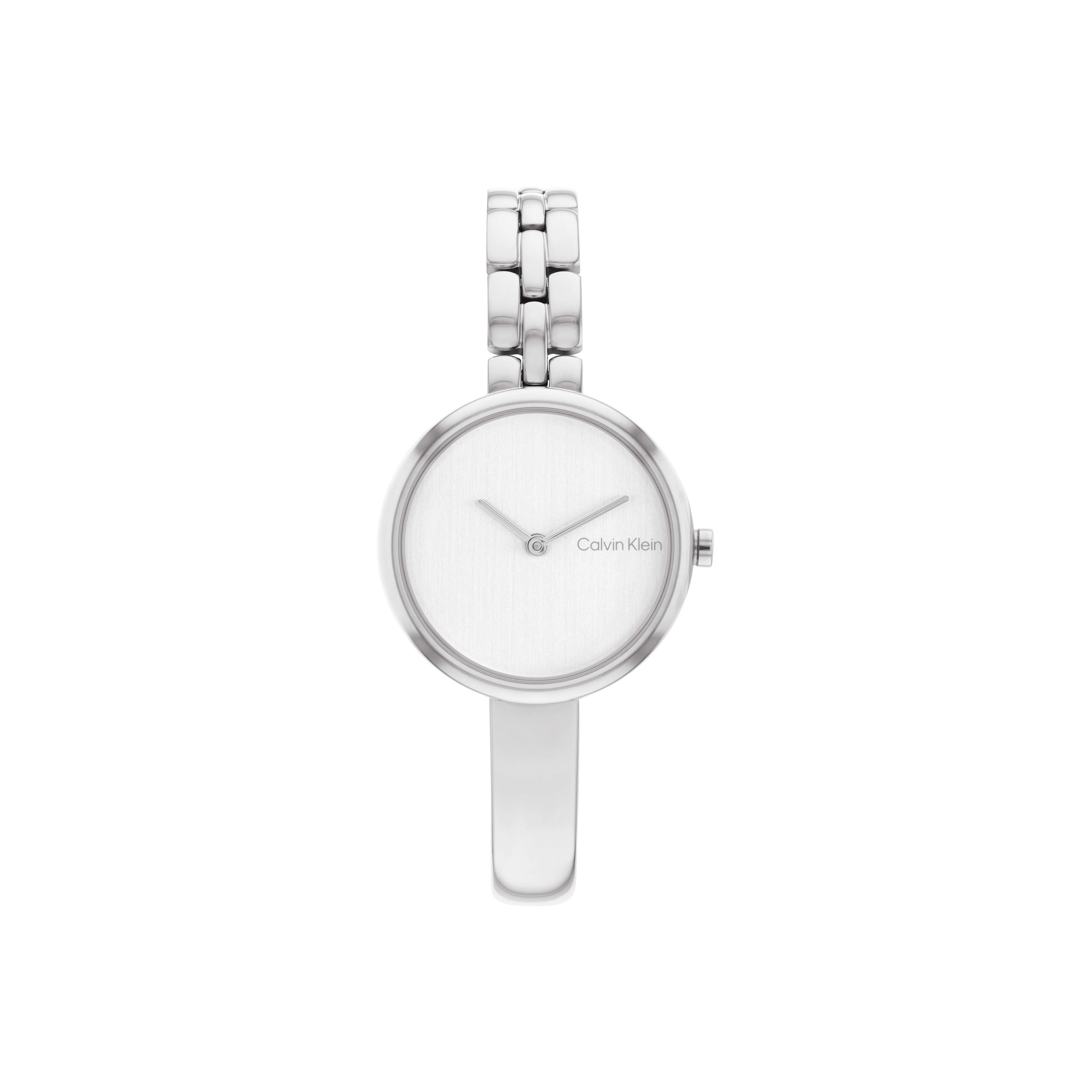 Calvin Klein Quarz Uhr Edelstahl Armband Silbernes Zifferblatt Geschenkbox Licht- und Nachtstil Damenuhren 25200278 Regular Watch Box,Silver Dial