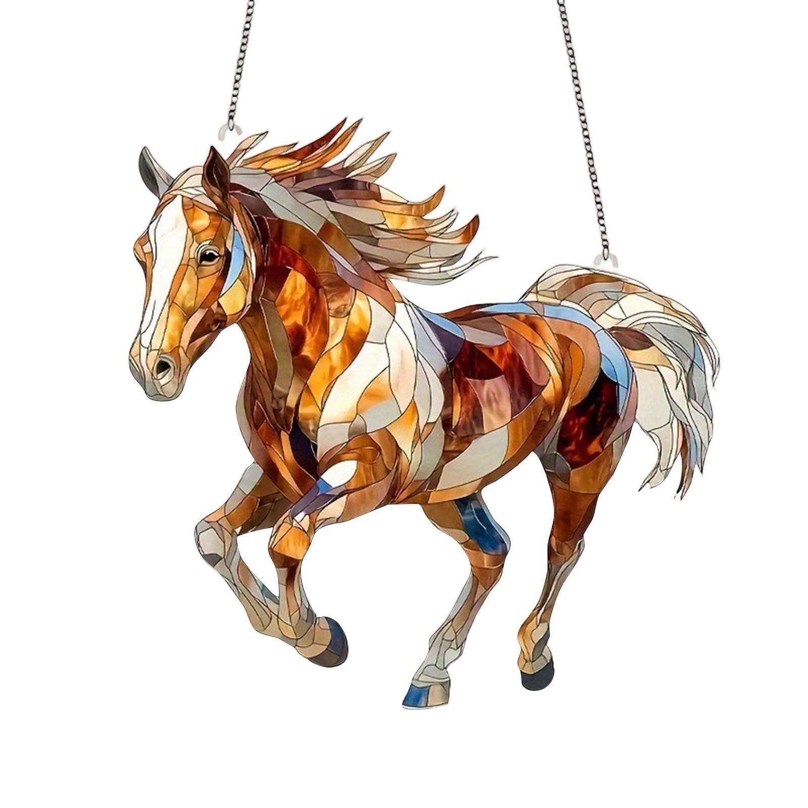 Pferd Anhänger Fenster Sonnenfänger Dekoration, Als Geschenk Dekoration Anhänger für Pferdeliebhaber und Besitzer One Size weiß