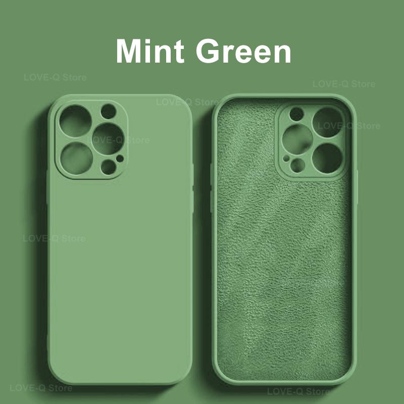 Für Flüssigsilikon Handyhülle Für Apple iPhone 16 15 14 Plus 13 12 11 Pro Max Hüllen Für iPhone 16 Pro Max Stoßfeste Hülle For iPhone 12 Pro minze, grüne