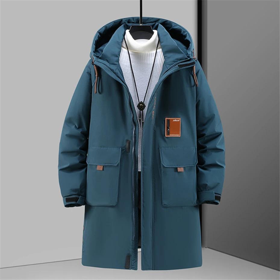 Winter Lange Parkas Männer Dicke Jacken Mantel 12XL Plus Größe Mode Lässig Wasserdichte Parkas Männlichen Winter Schwarz Mantel Große Größe 12XL 7XL blau