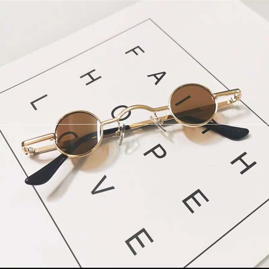 Kleine Punk Runde Retro Sonnenbrille Herren Damen Kleiner Rahmen Hip Hop Mode Metall Sonnenbrille Steampunk Vintage Brille nicht polarisierte Brille