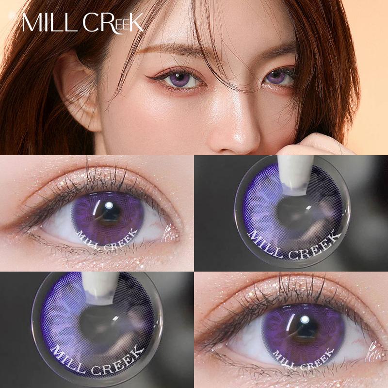 Lila Kontaktlinsen für Augenmyopie. Lila Kontaktlinsen, 14,0 mm, dioptrisch korrekte Augenfarblinsen mit Sehstärke, jährlich, 1 Paar(2 Stücke) -4.50 violett