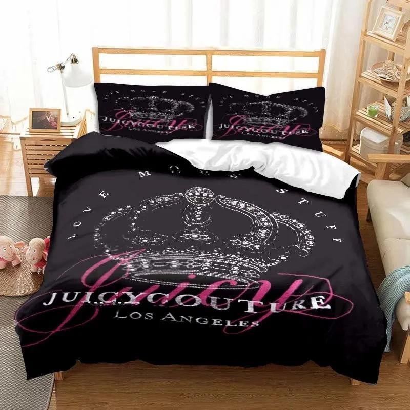 Neues 3D Juicy Couture Ganzjahres-Doppelbettwäsche-Set 3-teiliges Bettdecken-Set Bettbezug Doppel-King Bettdeckenbezug Heimtextilien EU Single(135*200cm)3pcs