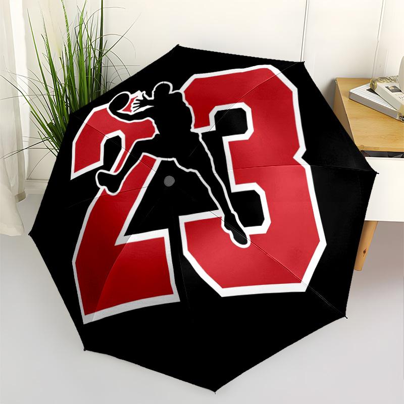 Air Jordan Basketball Automatischer Regenschirm Einziebares Design mit 8-Rippen-Haltbarkeit Faltbares Design Perfekt für Outdoor-Abenteuer Outdoor-Zubehör sans