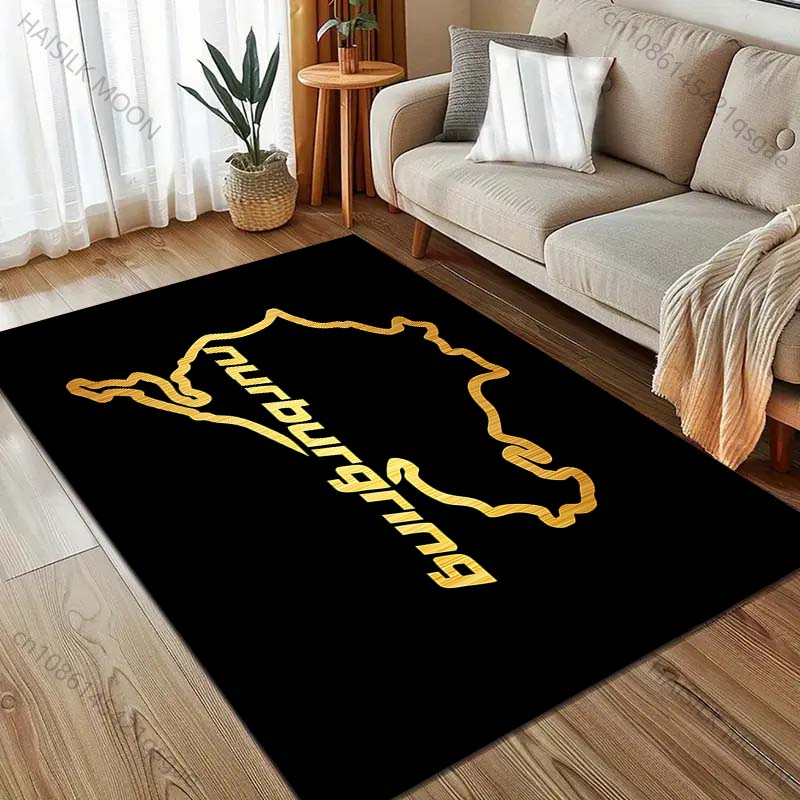 1 Stück Nürburgring F1 Internationale Rennstrecke Teppich für Wohnzimmer Heimdekor Rutschfeste Bodenmatte für Schlafzimmer Große Fläche Waschbare Teppiche 40x60cm (16x24in)