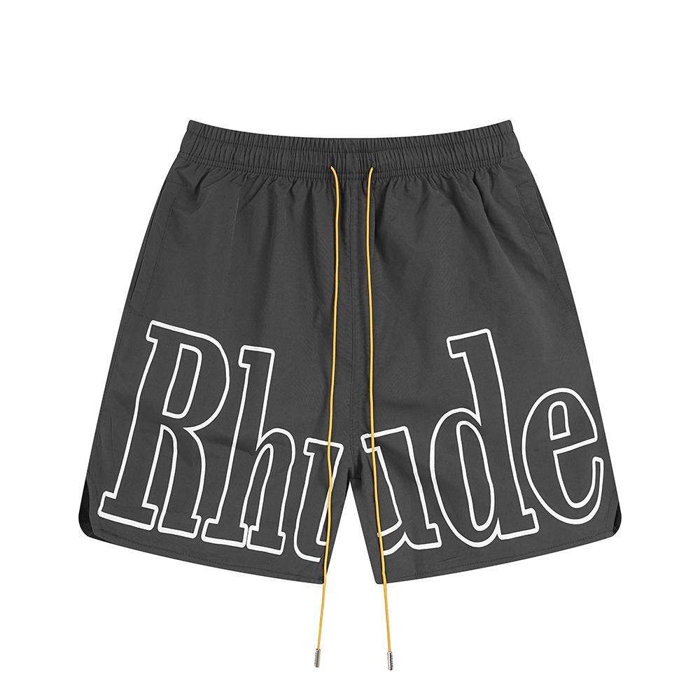 Herren Casual Shorts mit Logo-Print, Elastischer Bund mit Kordelzug, Nylonshorts, Sommer Streetwear Strand Badehose S black