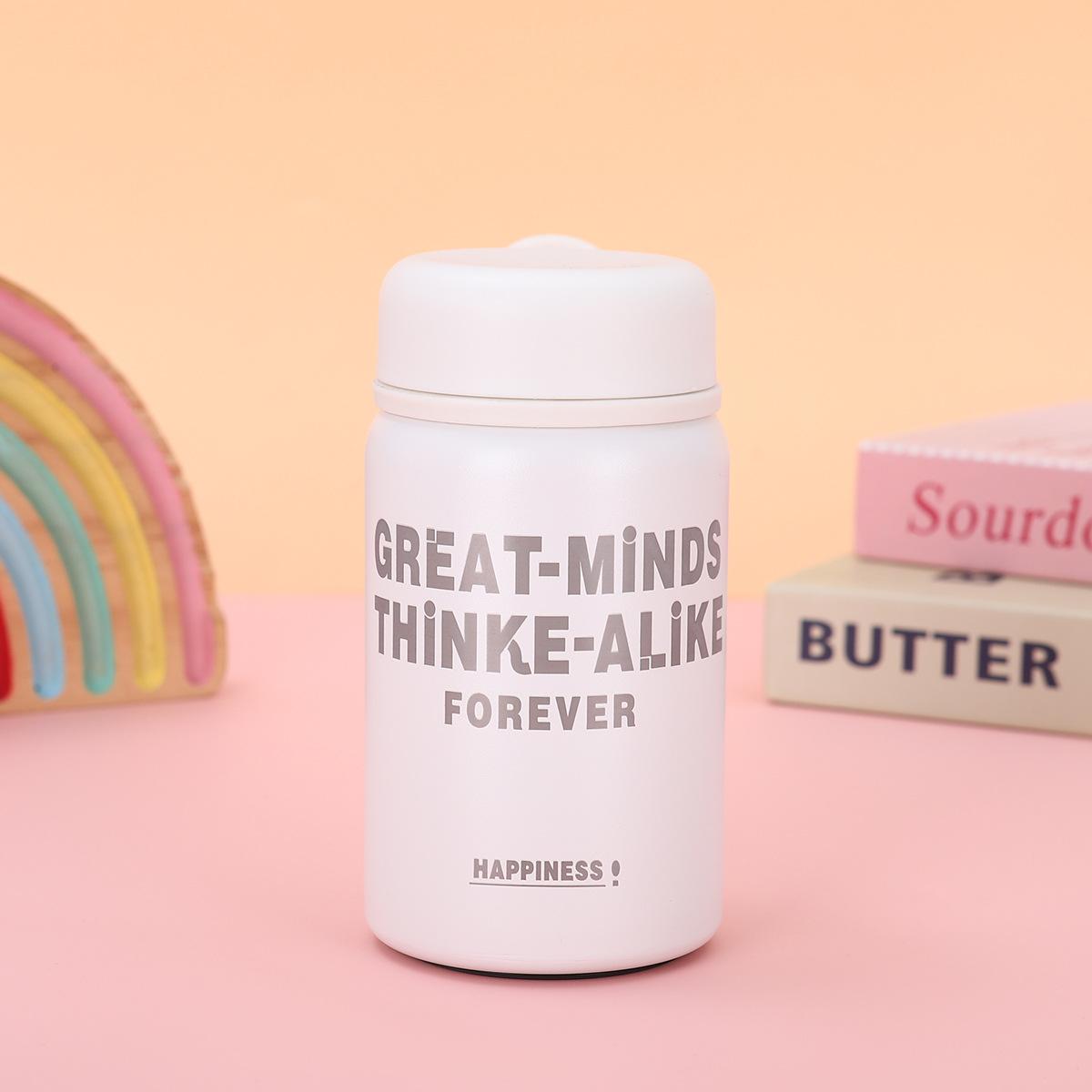 Edelstahl Nicht bedruckte Thermoskanne Hohes Erscheinungsbild Ins Wind Bounce Cup Direktes Trinken Silikongriff mit Tee-Trennbecher 350ml